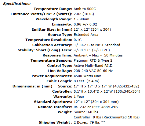 IR-150 Extended Area Blackbody/Controller