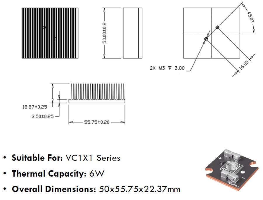 Heat Sink for Medium Power VC1X1 Series