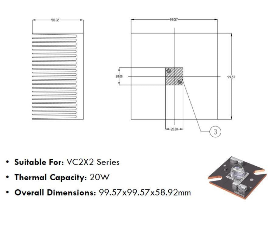 Heat Sink for High Power VC2X2 Series