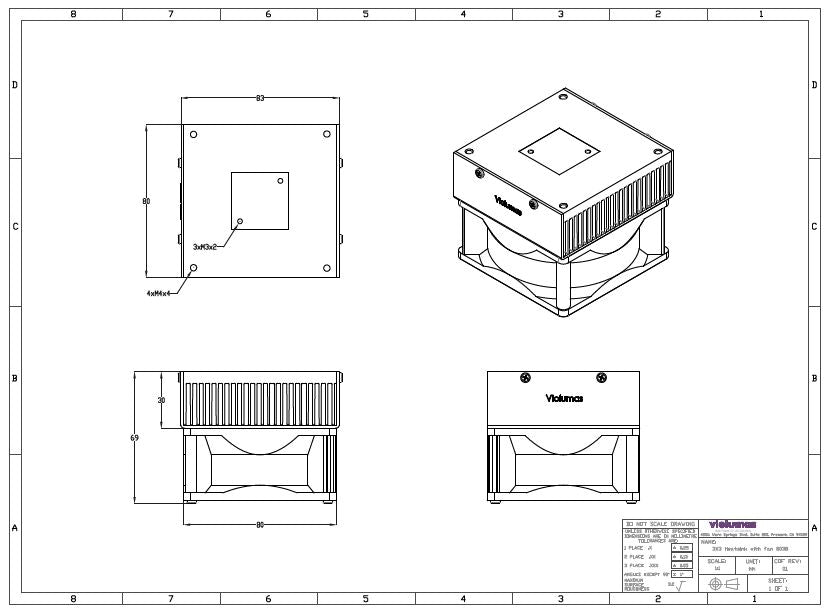 Fan-Cooled Heat Sink for VC3X3 or VC4X4 COB Array Series
