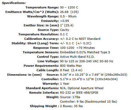 IR-565/301 Compact and Portable Cavity Blackbody/Controller - 1200º C.