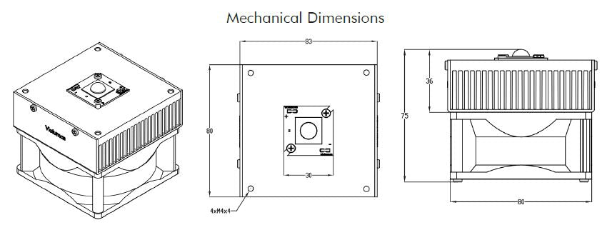 275 nm 3X3 UV LED Module - Integrated LED and Heat Sink